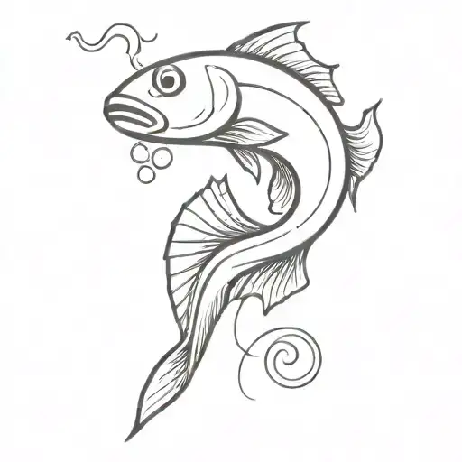 fish smoking a cigarette   tattoo design idea