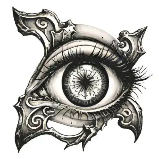 eye with religious cross tattoo inside  tattoo design idea
