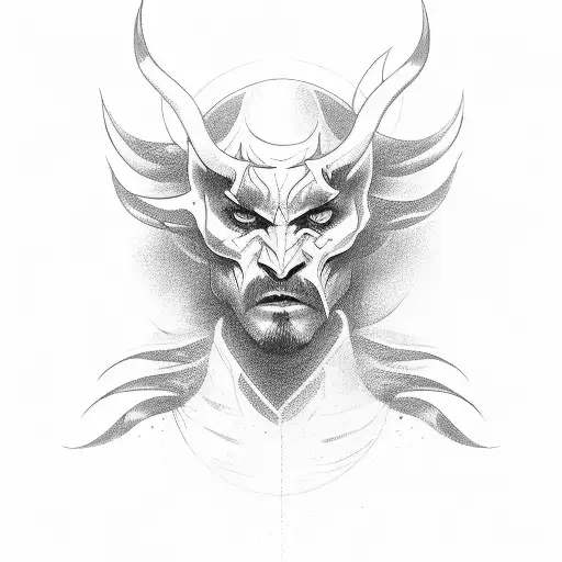 devil face tattoo design idea