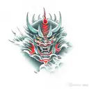 burning devil face tattoo design idea