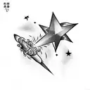 Shooting star symbolizing luck and destiny, representing the moment you met and the luck of having each other tattoo design idea