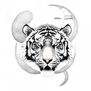 Tiger and moon tattoo design idea