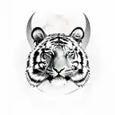 Tiger and moon tattoo design idea