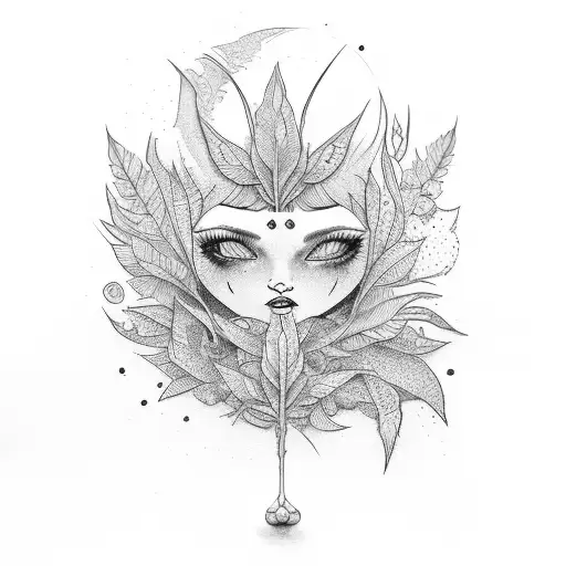 cartoon sexy lady weed tattoo design idea