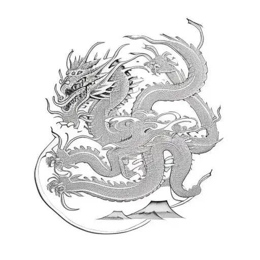 A traditional Japanese warrior with a dragon companion representing honor and loyalty tattoo design idea