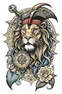 jack sparrow compass surrounded by aslan roaring lion tattoo design idea