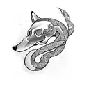 Fox skull, snake wrapped around it tattoo design idea