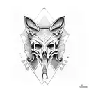 Fox skull, snake wrapped around it tattoo design idea