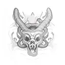 Fox skull, snake wrapped around it tattoo design idea