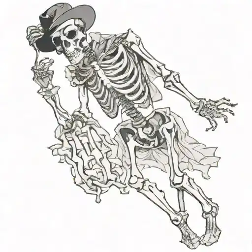 Skeleton in outfit tattoo design idea