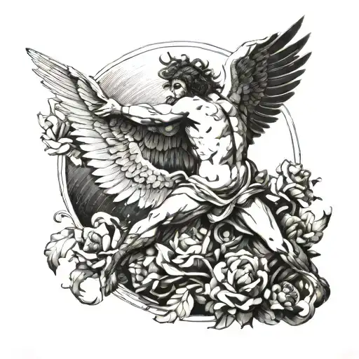 The Ascent and Fall of Icarus: A Digital Reimagining - Upper Scene tattoo design idea