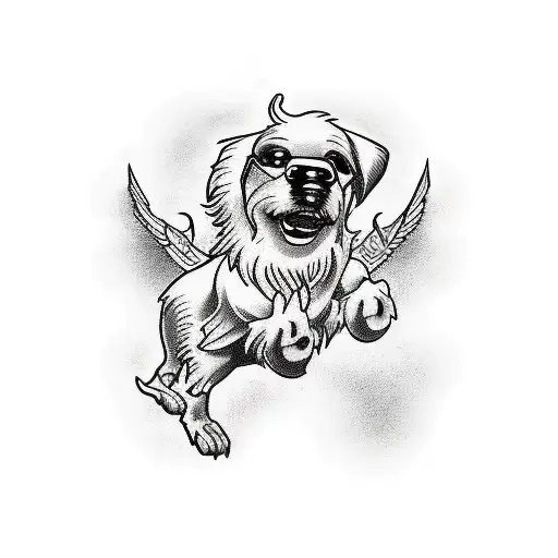 underdog, black and white for leg tattoo design idea