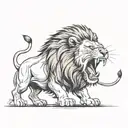 angry lion roaring tattoo design idea
