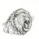 angry lion roaring tattoo design idea