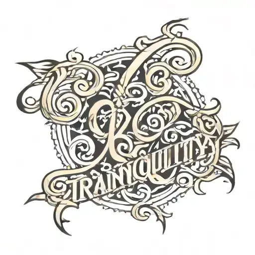 tranquility word written in cursive italic script tattoo design idea