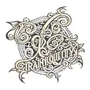 tranquility word written in cursive italic script tattoo design idea