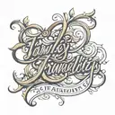 tranquility word written in cursive italic script tattoo design idea