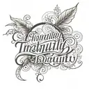 tranquility word written in cursive italic script tattoo design idea