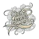 tranquility word written in cursive italic script tattoo design idea