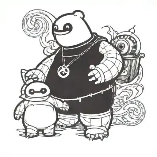 baymax oogie boogie from nightmare tattoo design idea