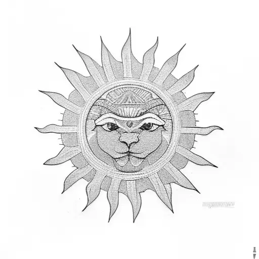 Philippines sun with minimalist black and white design tattoo design idea
