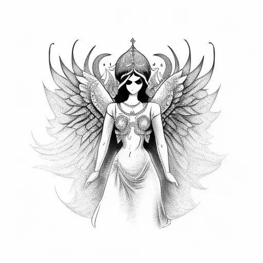 Persian angel with wine tattoo design idea