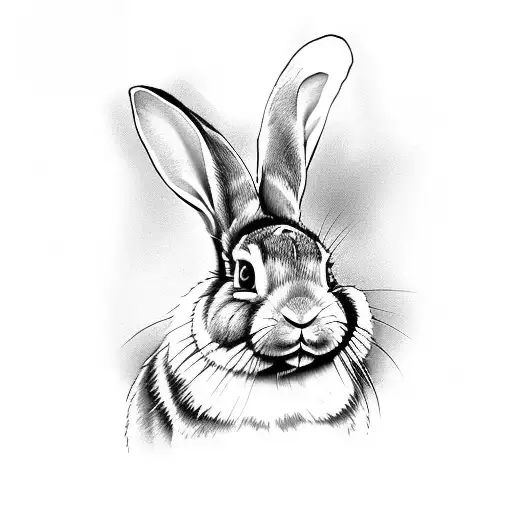 Realistic rabbit with Playboy bunny ears tattoo design idea