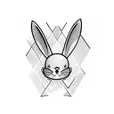 Playboy bunny logo incorporated into a blackwork geometric design tattoo design idea