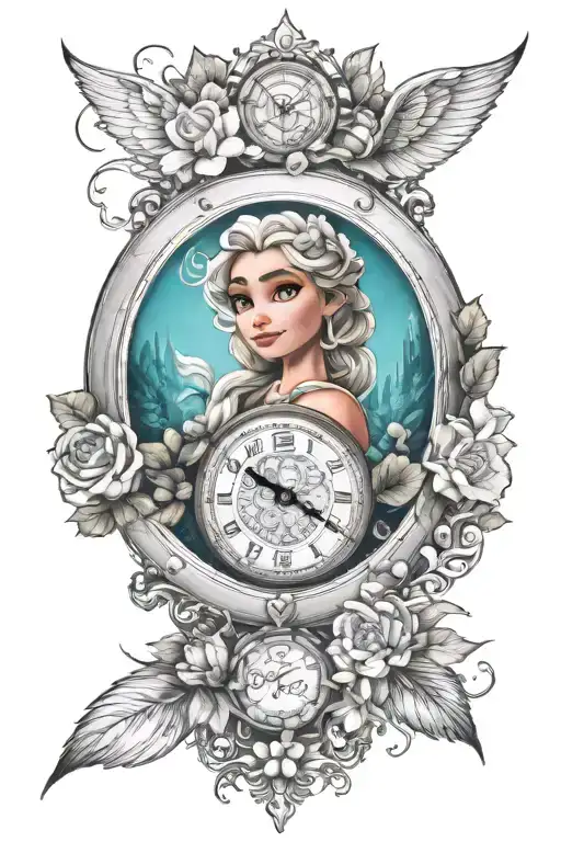 Watch face @ 23:35 with Disney's Elsa and Moana on 5/14/2018 tattoo design idea