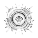 Triangle moon sun rose tattoo design idea