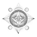 Triangle moon sun rose tattoo design idea
