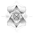 Triangle moon sun rose tattoo design idea