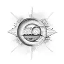 Triangle moon sun rose tattoo design idea