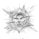 Triangle moon sun rose tattoo design idea
