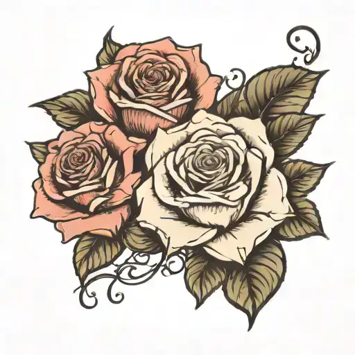vine roses alongside the name Joyce tattoo design idea