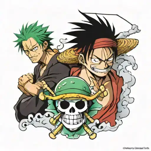 one piece Luffy, sanj and zoro one piece tattoo design idea