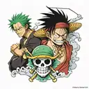 one piece Luffy, sanj and zoro one piece tattoo design idea