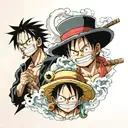 one piece Luffy, sanj and zoro one piece tattoo design idea