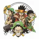 one piece Luffy, sanj and zoro one piece tattoo design idea