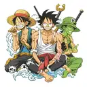 one piece Luffy, sanj and zoro one piece tattoo design idea