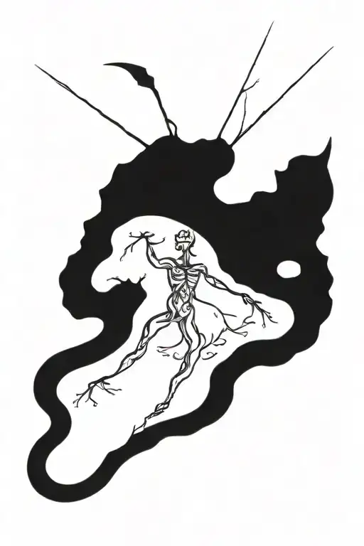 A detailed tattoo symbolizing the balance between good and evil in nature, with a mix of dotwork and black-grey shading tattoo design idea