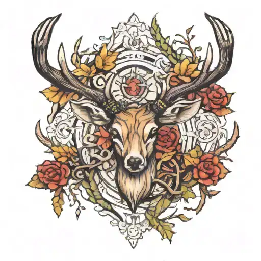cross deer antlers  tattoo design idea