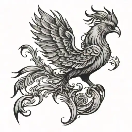 Phoenix, semicolon  tattoo design idea