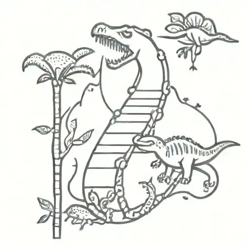 dna strand with dinosaurs and Mickey mouse tattoo design idea