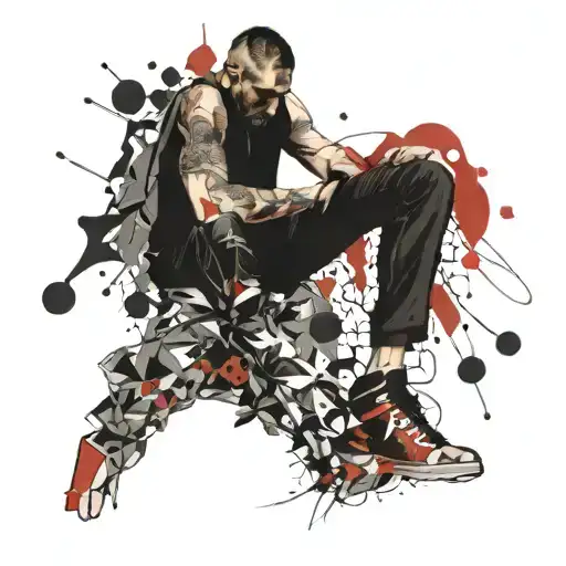 roman leafs around knee wuth 1970 tattoo design idea