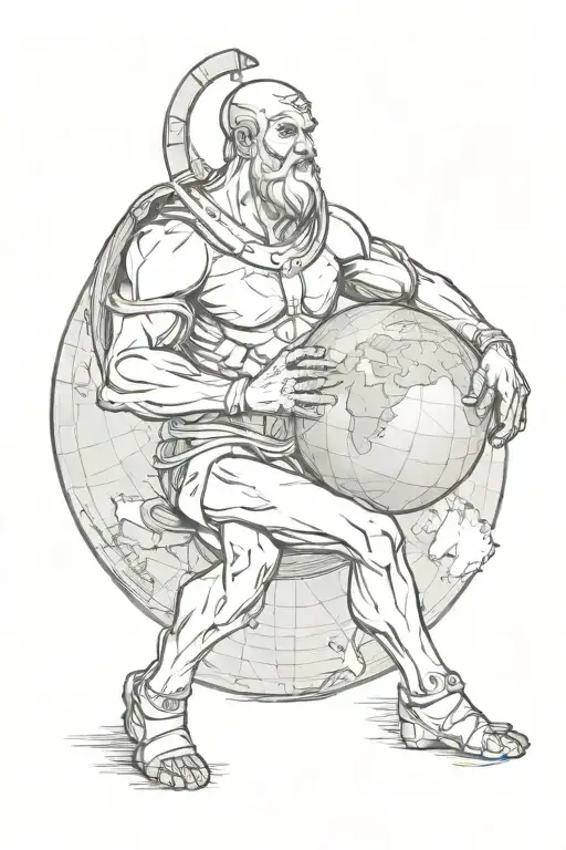 atlas holding the world no shading   tattoo design idea