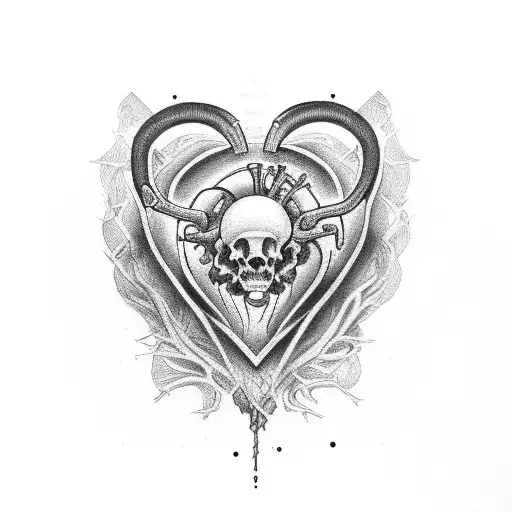 heart , blood, ribs tattoo design idea