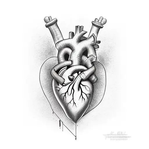 heart , blood, ribs tattoo design idea