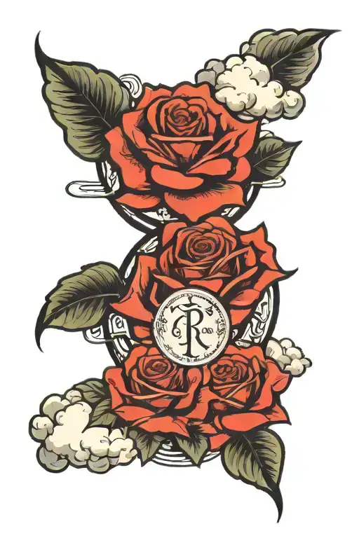 bible verse with clouds and roses  tattoo design idea