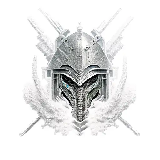 Bionical cyber knight in the black hood  tattoo design idea